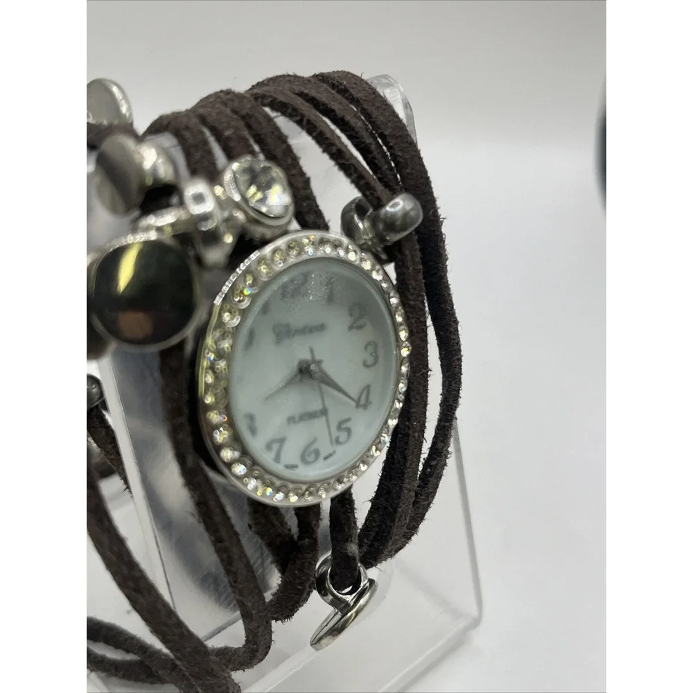 Geneva Platinum Women's Wrap Watch MOP Dial Crystal Bezel- New Battery